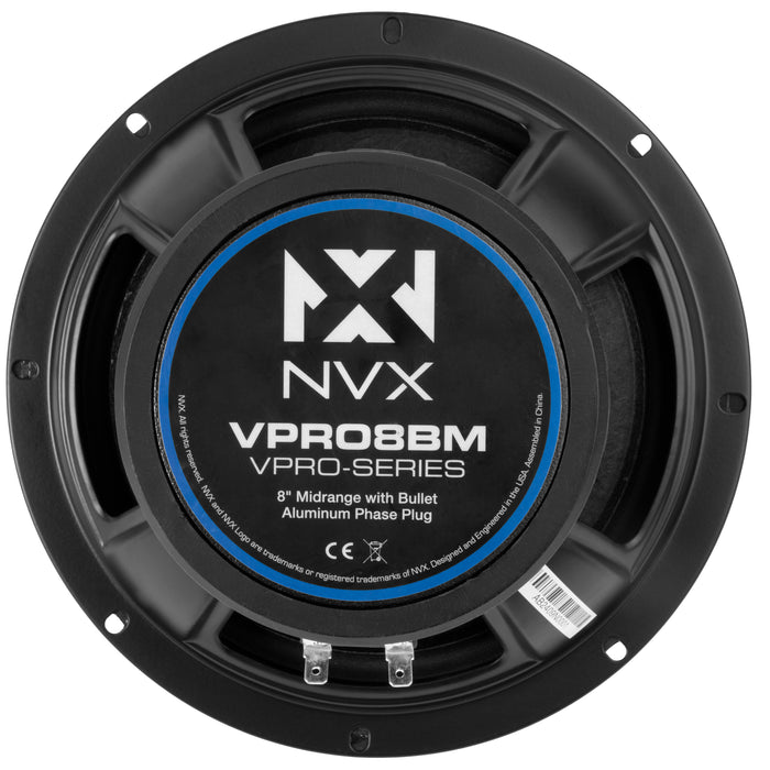 VPRO8BM 500W Peak (250W RMS) 8" V-Series Pro Midrange Loudspeaker with Bullet Aluminum Phase Plug