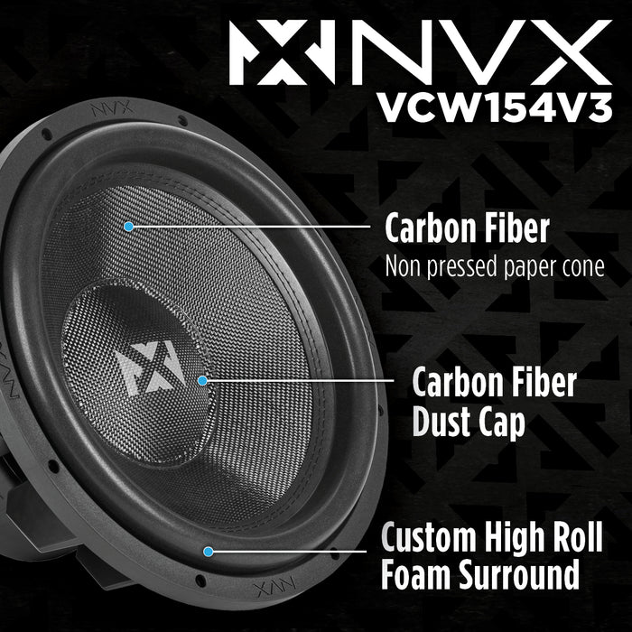 VCW152 Version 3 (VCW152v3) 3000W Peak (1500W RMS) 15" VC-Series v3 Dual 4-Ohm Subwoofer